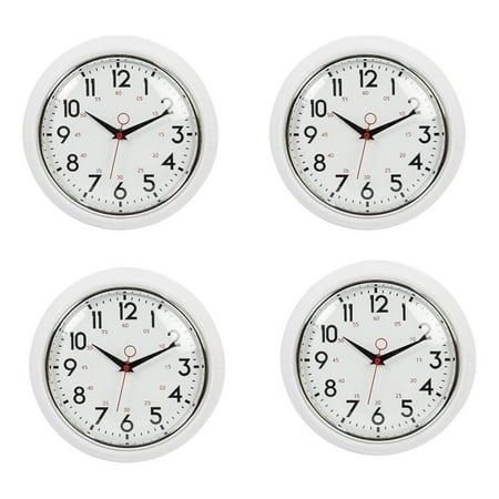 4 Pack Kiera Grace Analog White Wall Clock 9.5 inch