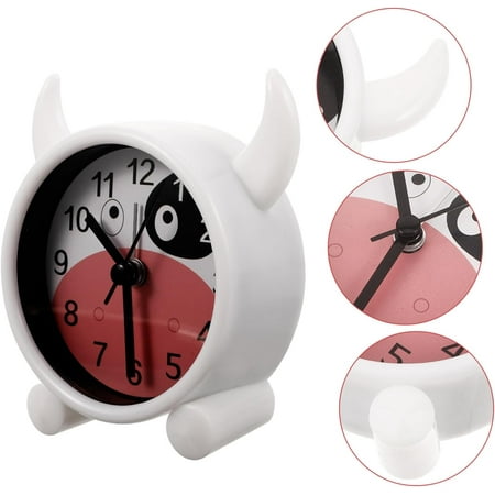 4Pcs Cow Alarm Clock Round Alarm Clock Desk Clock Decor Bedside Table Clock Table D[3568]