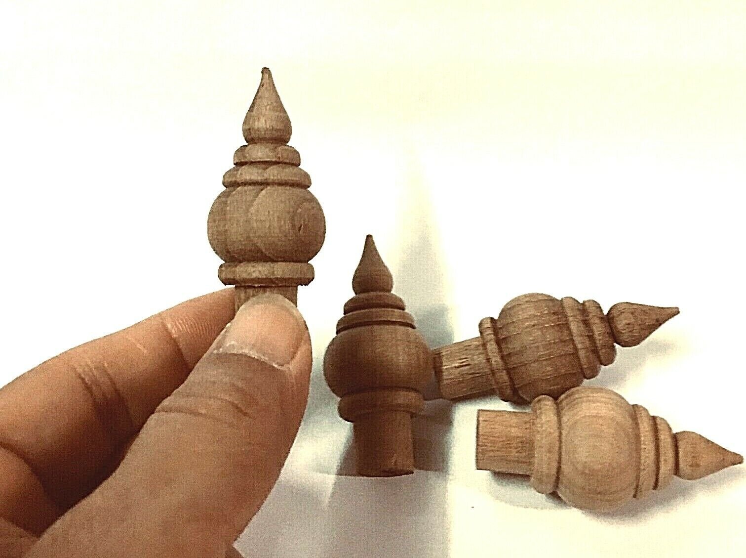 4Pcs Teak Wooden Mini Finial Antique Clock furniture DIY Home Decor Unpainted
