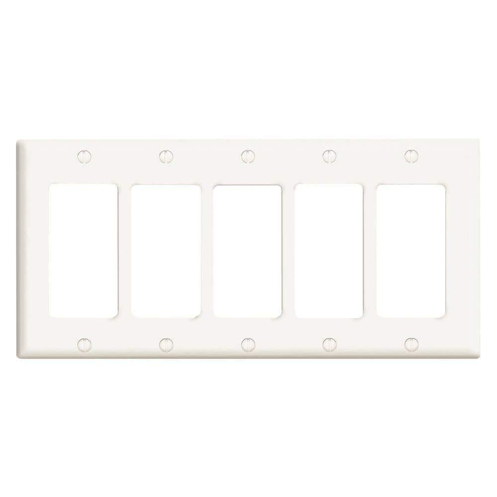 5-Gang White Decora/Rocker Plastic Standard Wall Plate (1-Pack) 80423-00W