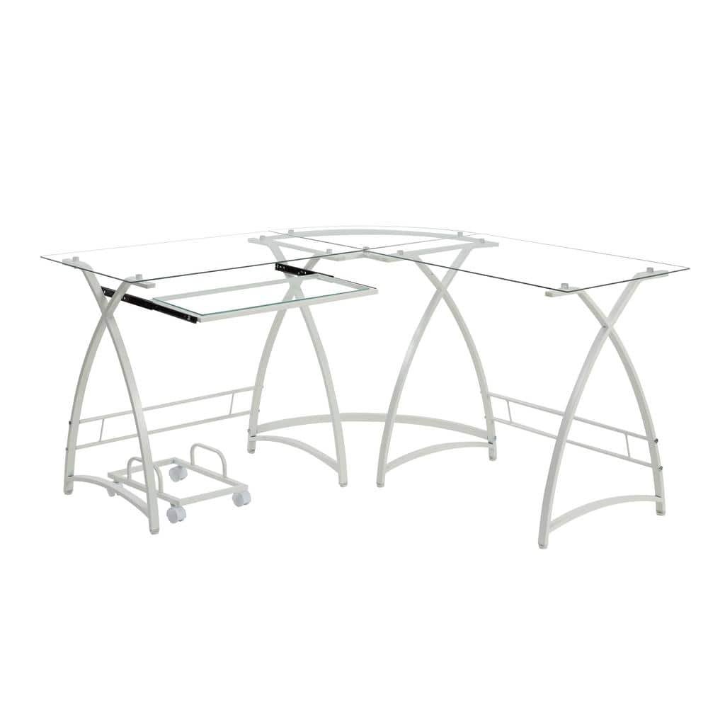 51 in. White Home Office L-Shaped Desk Computer Desk Writing Desk