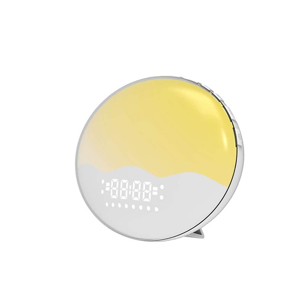 5.39 in. White Indoor Table Wake-up Lamp with RGB Color Light LED...