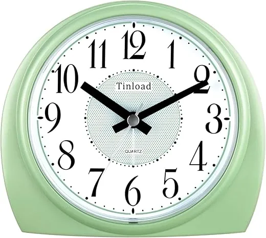 5.5" Silent Analog Alarm Clock Non Ticking, Gentle Wake, Beep Sounds, Increasing Volume, Battery Operated Snooze and Light Functions, Easy Set