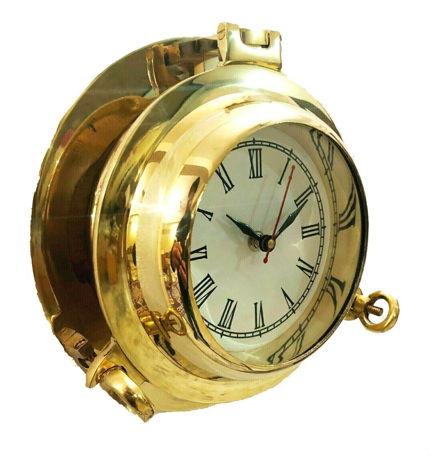 5” Solid Brass Handmade Marine Ship Porthole Wall Clock – Nautical Ship Porthole