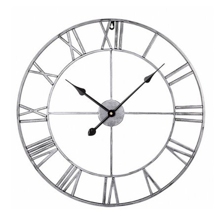 60cm Retro Living Room Wrought Iron Round Roman Silent Decorative Wall Clock Clock(Color: White)