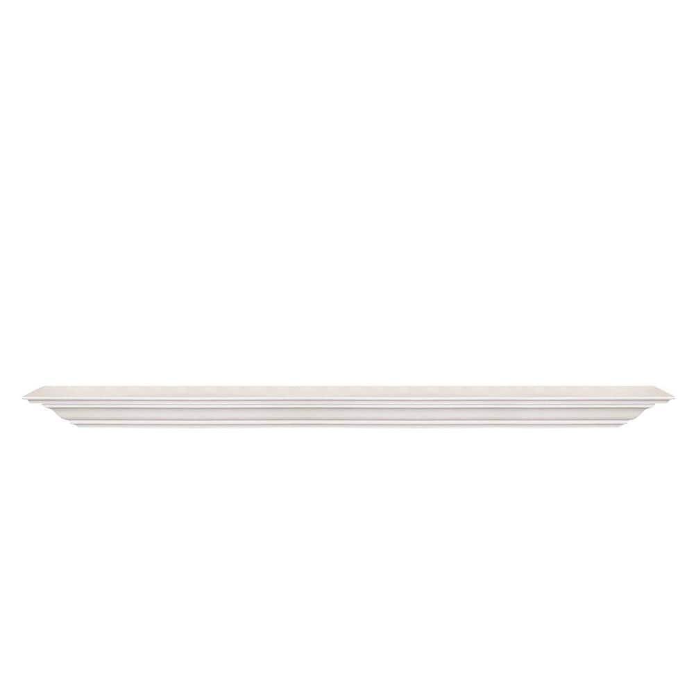 60 in. W x 5.25 in. D White Solid Wood Floating Decorative...