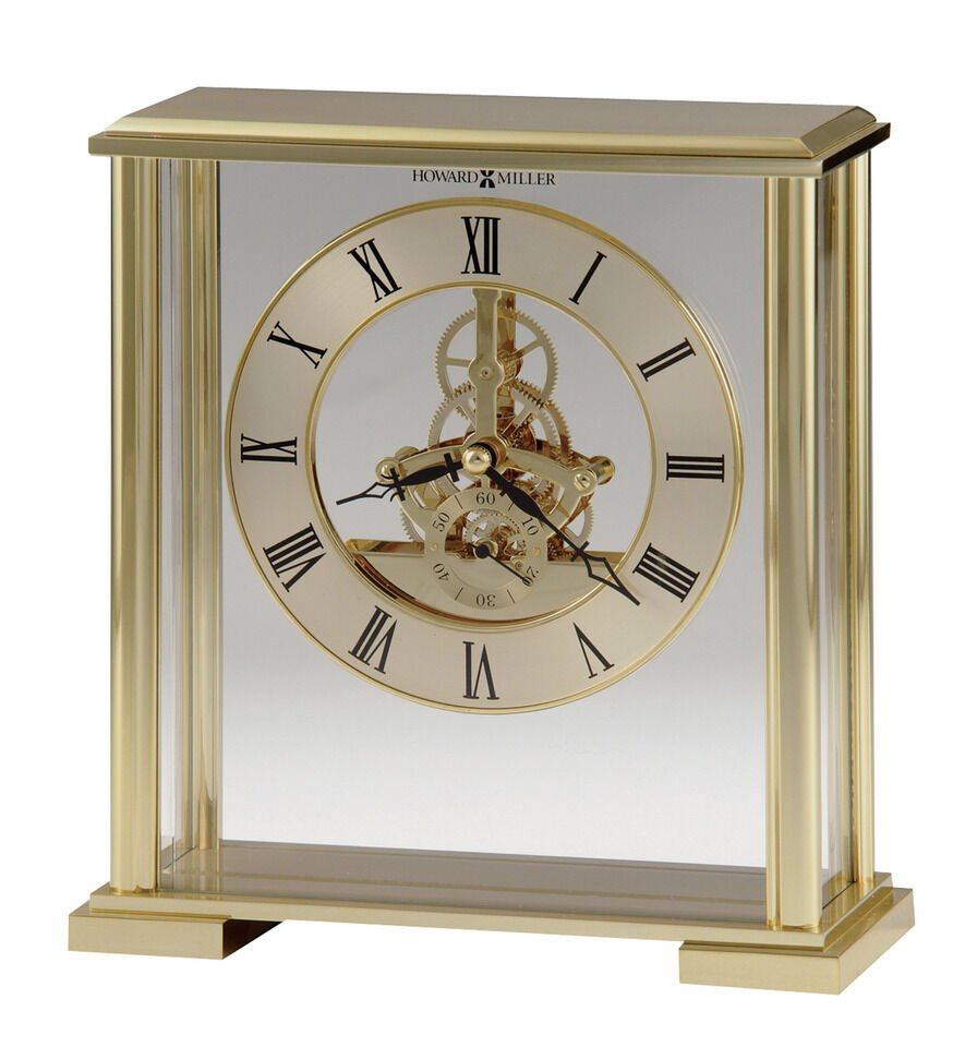 645-622 BRASS AND POLISHED BRASS FINISHED HOWARD MILLER TABLE/SKELETON CLOCK