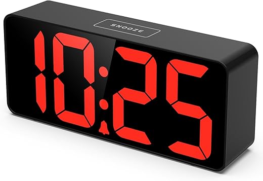 7.5 Inches Oversized Digital Alarm Clock for Seniors & Visually Impaired, Simple Setup, 0-100% Dimmer, Adjustable Volume, USB Charging Port, Snooze, Outlet Powered for Bedroom