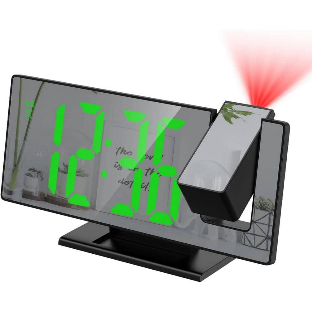 7.8 in. Large Screen 180° Projection Alarm Digital Clock in Green for...