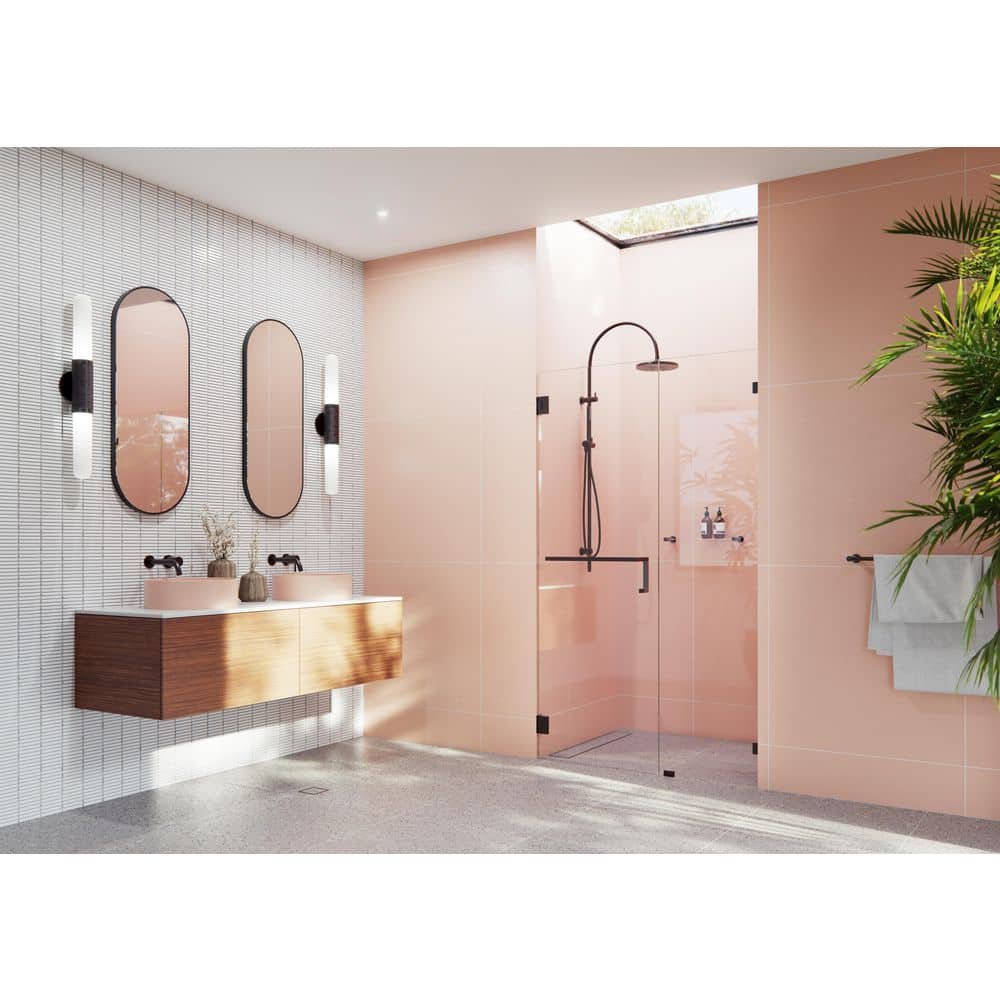 78 in. x 40 in. Frameless Pivot Wall Hinged Towel Bar Shower...