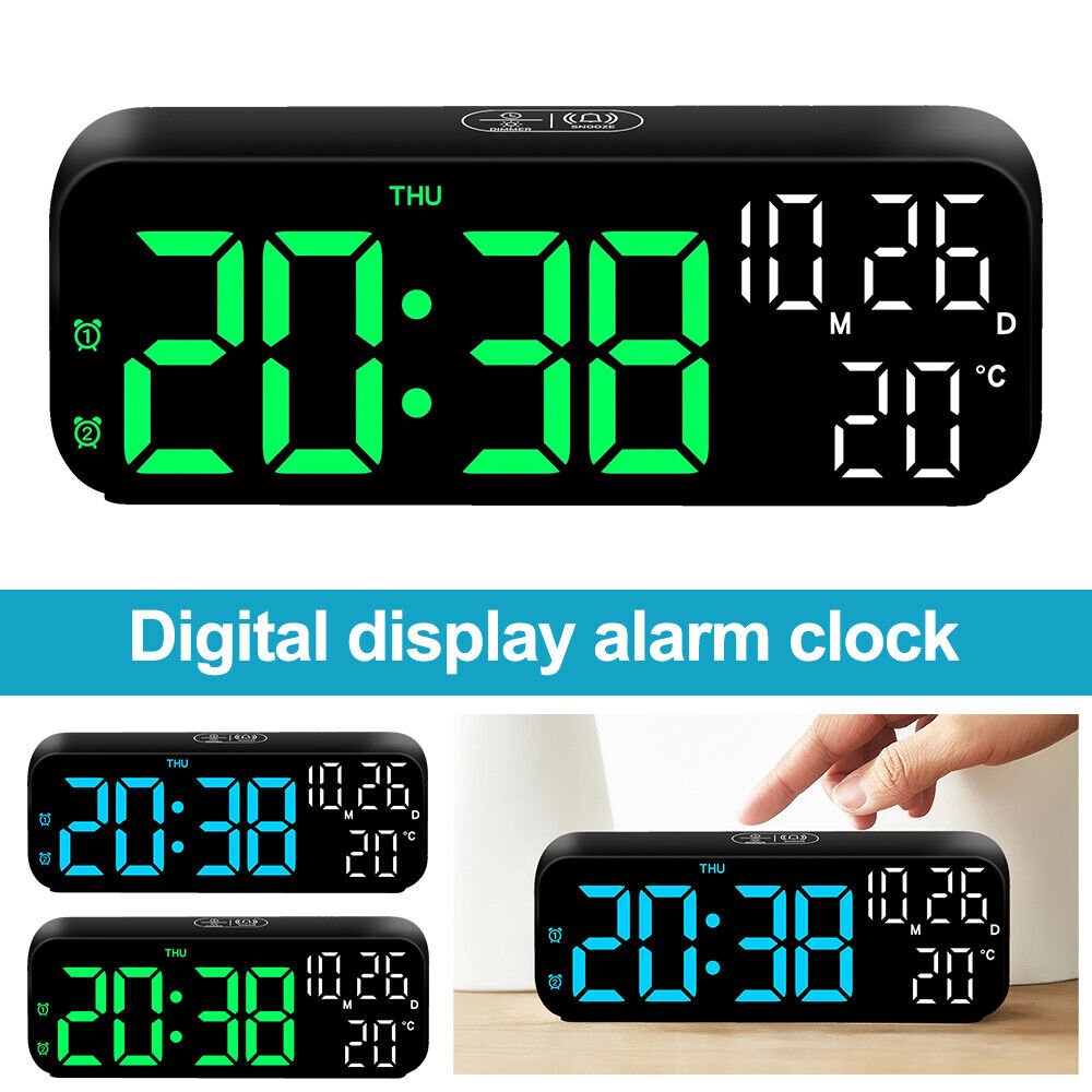 7" LED Digital Alarm Clock Snooze Electronic display with Time/Date/Temperature