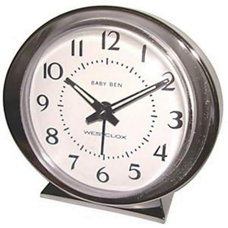 997288 11611A Battery Alarm Clock, Silver