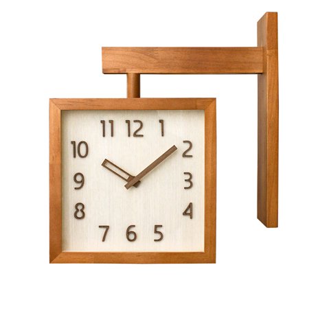 9jqs Clock Solid Wood Double-Sided Wall Clock Living Room Home Fashionable Simple Modern Clock Wall-Mounted Light Luxury Corner