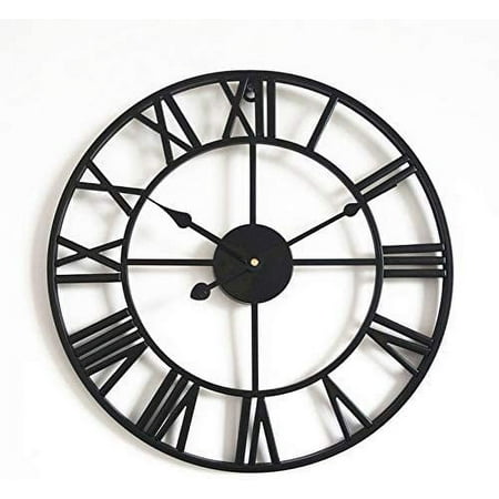 ACCSHINE Silent Large Skeleton Wall Clock Black Home Decor Clocks (60CM)