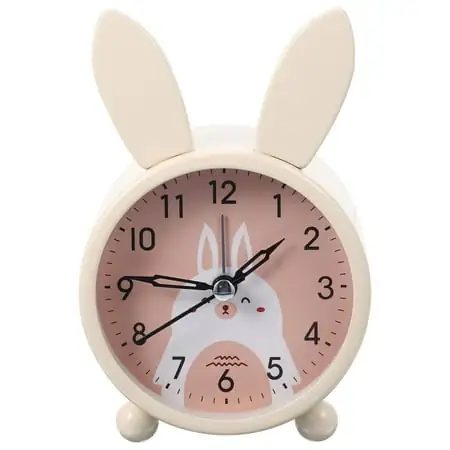 Adorable Cartoon Rabbit Shape Clock Desktop Decorative Silent Clock Luminous Zodiac Bunny Clock