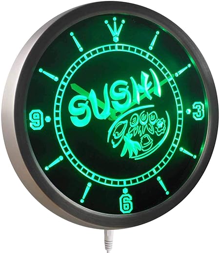 ADVPRO nc0444-g Sushi Japan Food Cafe Neon Sign LED Wall Clock