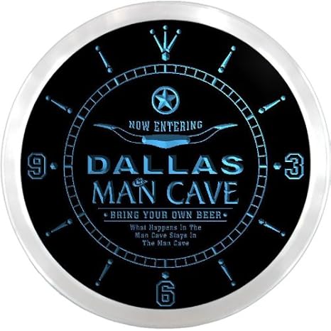 ADVPRO ncpb0421-b Dallas Man Cave Cowboys Beer Bar Pub LED Neon Sign Wall Clock