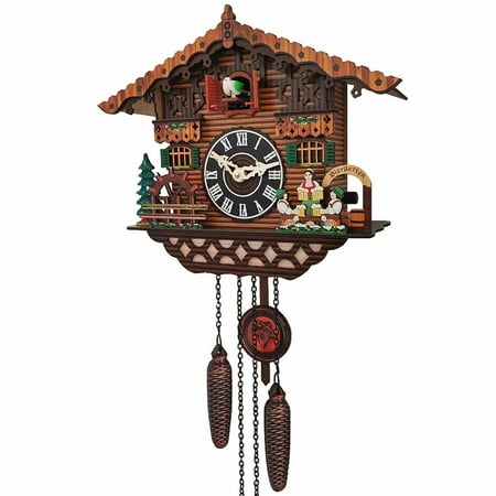 Aihimol Cuckoo Clock Traditional Chalet Forest House Clock Handcrafted Wooden Wall P-endulum Quartz Clock