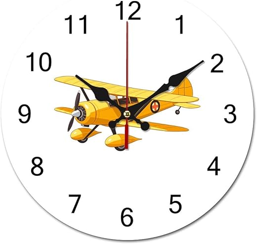 Airplane Propeller Wooden Wall Clocks Non-Ticking Retro Clock Home Office Kitchen Farmhouse Decor 30 * 30cm