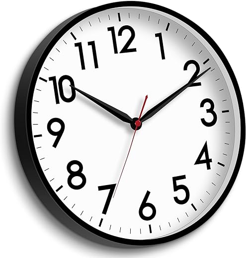 AKCISOT 16 Inch Wall Clock Large Silent Non-Ticking Wall Clocks Battery Operated - Analog Classic Clock Decorative for Living Room, Office, Home, School(Black)