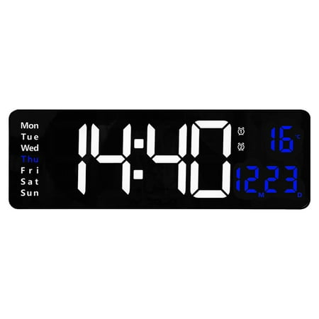 AKTUGKNM Large LED Digital Wall Clock Temperature Date Day Display USB Remote Control 2 Minute Sand Timer Wooden Meditation Timer Gentle Or