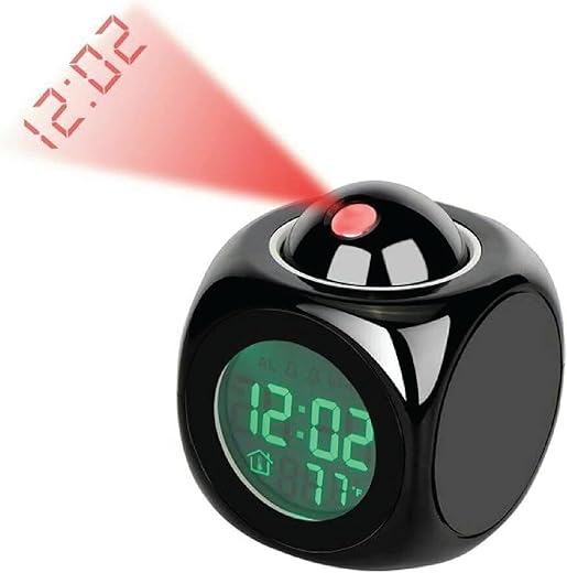 Alarm Clock - Projection Alarm Clock With Charging Cable, Battery Operated Smart Alarm Clocks for Bedrooms with LED Display, Digital Alarm Clocks for Bedrooms with Temperature Display