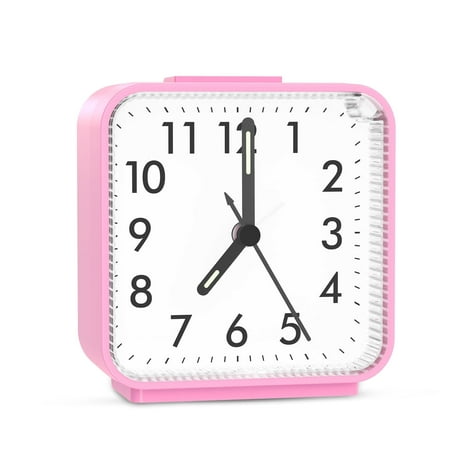 Alarm Clock, AMIR Silent Non Ticking Clock with Snooze & Light Loud Alarm Clock for Kids Elderly Heavy Sleepers Bedroom Bedside Pink