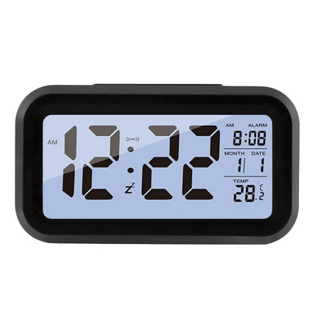 Alarm Clock LCD Digital Alarm Clock Battery Operated LED Table Clock with Night Light & Snooze Function Digital Clock Portable Digital Desk Alarm Clock for Home Office