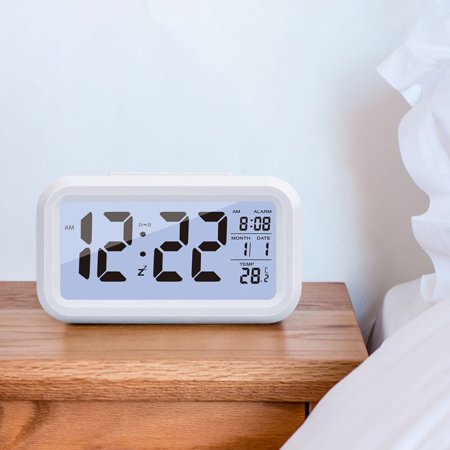 Alarm Clock LCD Digital Alarm Clock Battery Operated LED Table Clock with Night Light & Snooze Function Digital Clock Portable Digital Desk Alarm Clock for Home Office