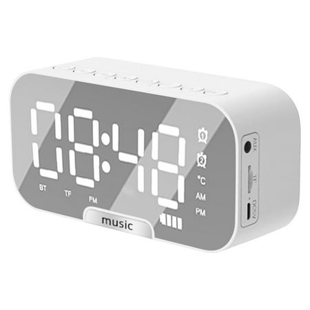 Alarm Clocks for Bedrooms Qwtwty LED Mirror Digital Alarm Clock Big Time Display Table Alarm Clock Wireless Speaker Subwoofer Music Player Support Bluetooth On Clearance