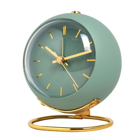 Alarm Clocks,Retro Backlight Simple Design Small Desk Clock with Night Light,Silent Non-Ticking,Battery Powered Green