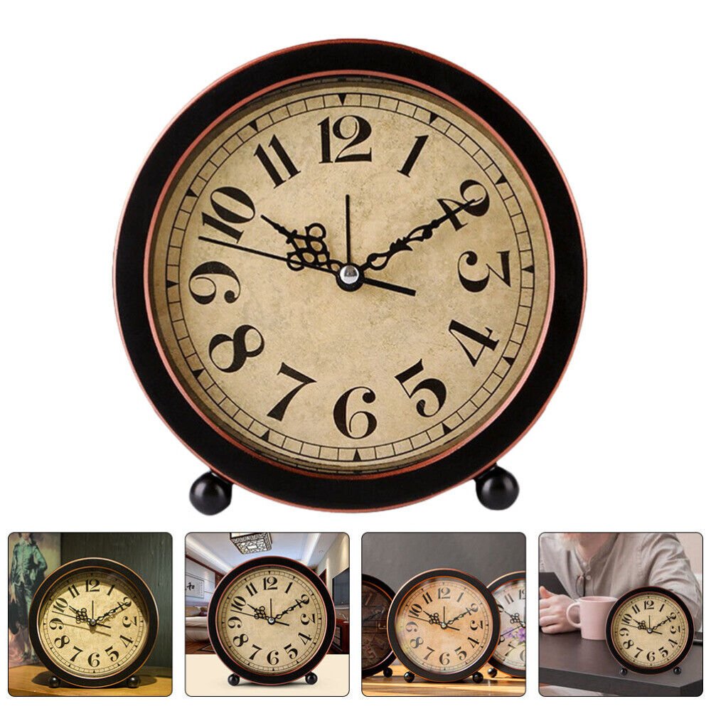 Alarm Clock Vintage Decor Gold for Nightstand Trendy Home Retro