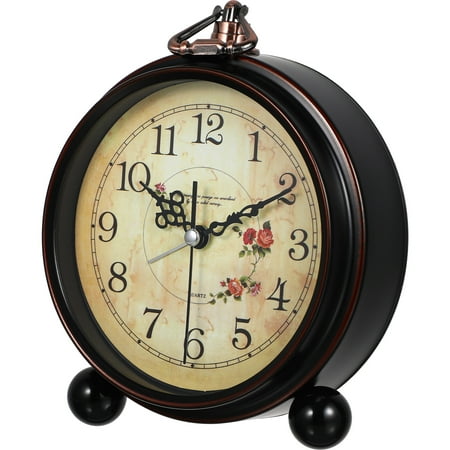 Alarm Clock Vintage Style Desk Clock Table Clock Decorative Quiet Non-Ticking Clock