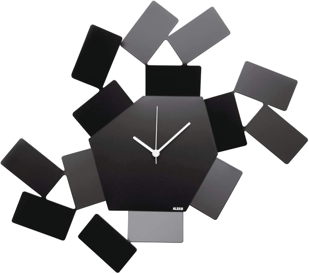 Alessi Aleesi MT19 B Stanza Scirocco Wall Clock, 46.00 x 33.50 x 4.00 cm, Black