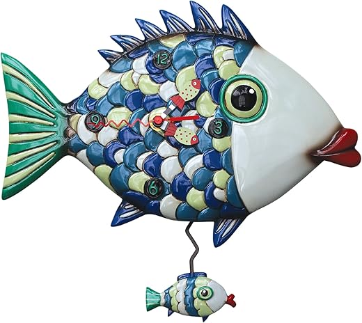 Allen Designs Fishy Lips Whimsical Pendulum Wall Clock