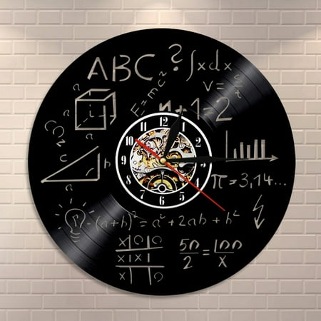 Amblelife Science Art Math Equation Wall Clock Math Formula Vinyl Record Wall Clock Math Pi Geek School Wall Decor Math Teacher Gift