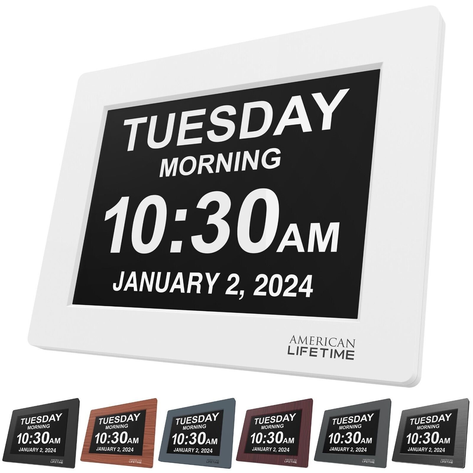 American Lifetime Large Digital Wall Clock Alarm Time LCD Date Seniors Dementia