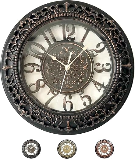 ANDSTAR 14 Inch Vintage Retro Wall Clocks Battery Operated Easy to Read Decorative Vintage Rustic Wall Clocks for Kitchen Living Room Bedroom Decor