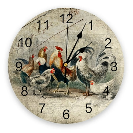 Animal Sunflower Rooster Bathtub Round Wall Clock Modern Design Home Living Room Decoration Children's Room Kitchen Table Clock