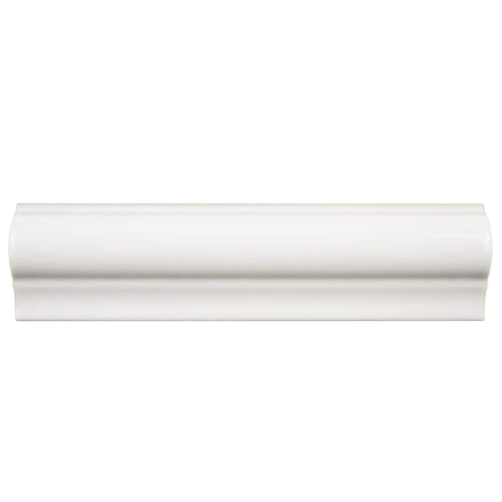 Antigua Moldura Blanco 2 in. x 8 in. Glossy Ceramic Wall Tile...