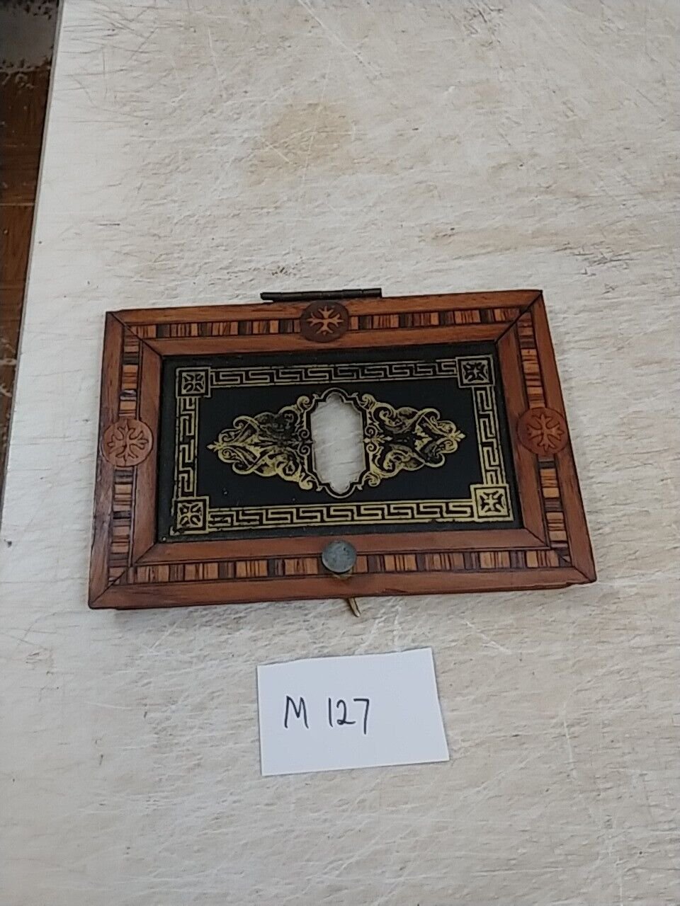 ANTIQUE ANGLO AMERICAN WALL CLOCK FANCY LOWER DOOR