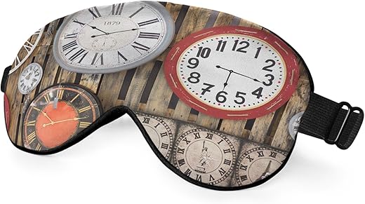 Antique Clock Eye Mask Sleeping Mask Old Time Passing Board Sleep Masks Silky Soft Eye Cover for Women Men Shading Blindfold for Air Travel Sleeping