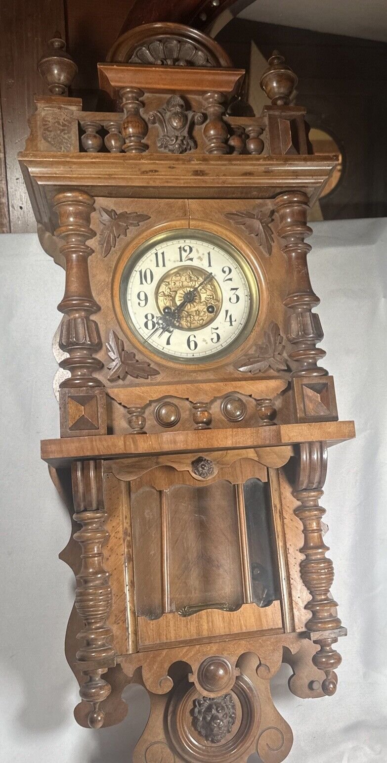 Antique Germany Gustav Becker Type Vienna Wall Clock Needs Pendulum Has Gears