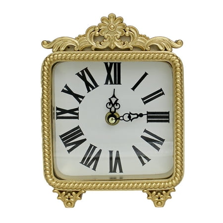 Antique Gold Square Decorative Tabletop Clock