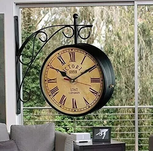Antique Victoria Station Clock Double Sided Railway Wall Clock Home Decor & Gift