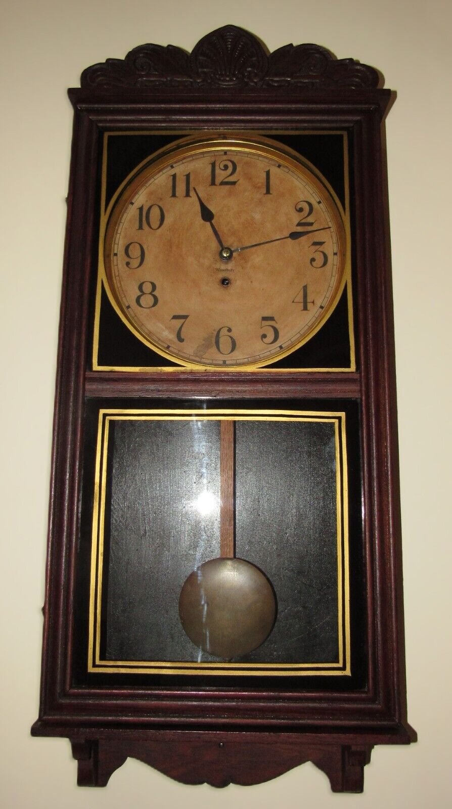 Antique Waterbury "Pelican" Store Regulator Wall Clock 8-Day Timepiece