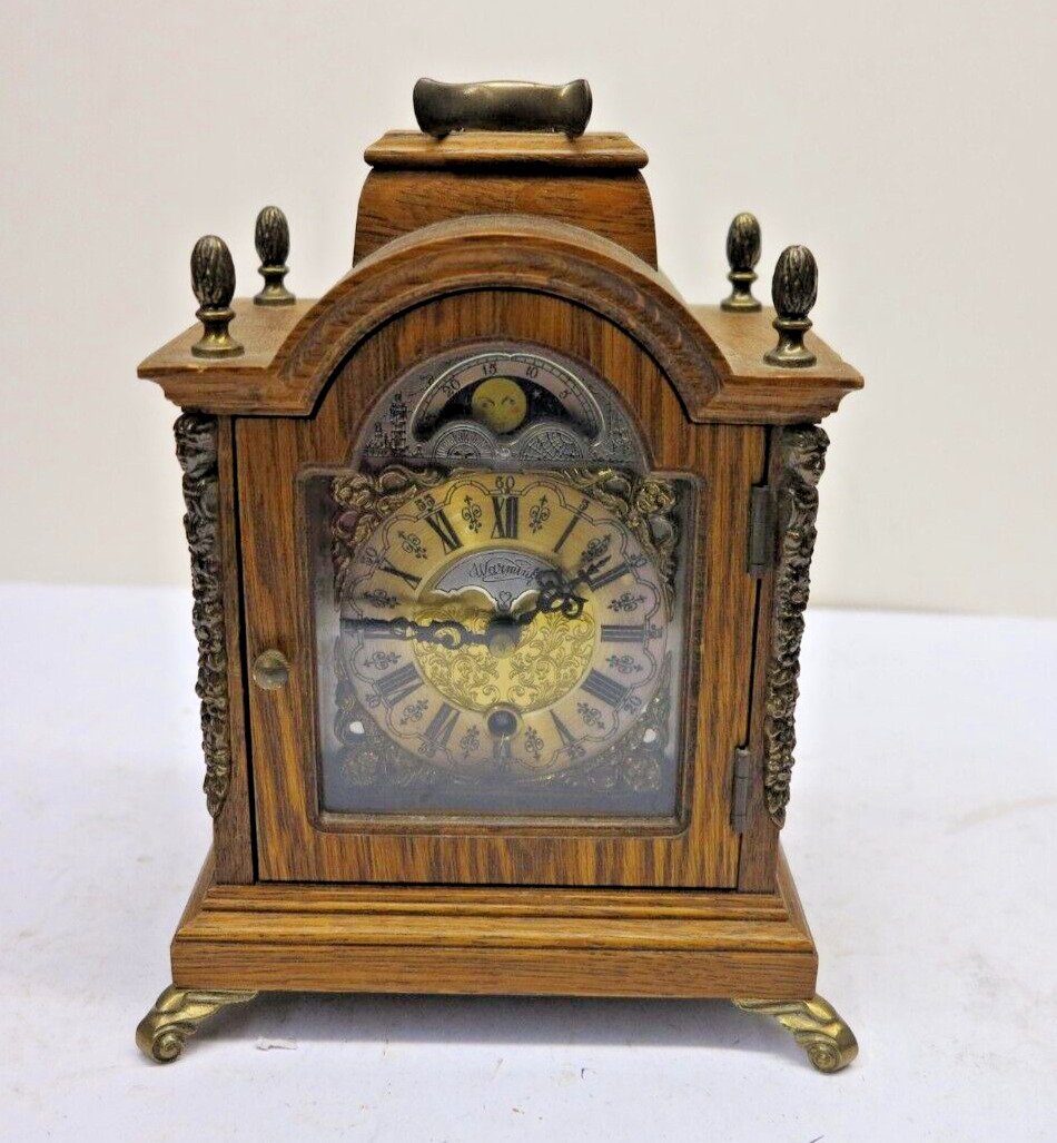 Antique Wuba Warmink Moon Phase Mechanical Mantel Clock