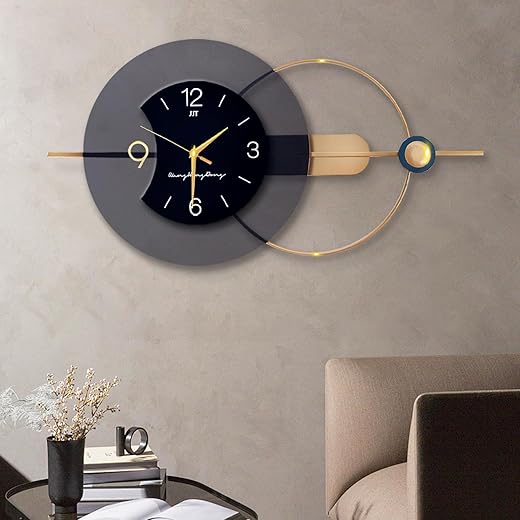 Aoderun Large Wall Clocks Battery Oerated 39 inch Silent Non Ticking Modern Analog Clock Ultra-Quiet Movement Quartz Wall Clock for Living Room Bedroom Kitchen (Black Circle- 38.6x18.7in)