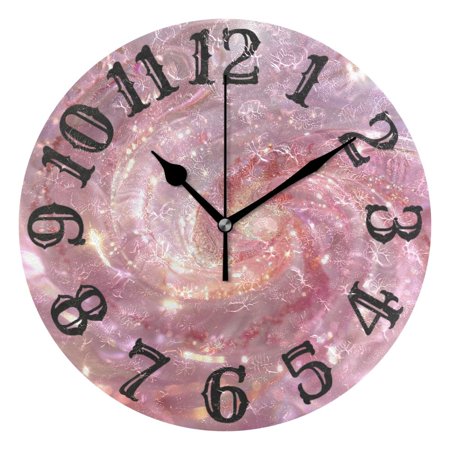 A Pink Spiral 10 inch Wall Clocks Non Ticking Easy to Read Battery Decorative for Home Bathroom Kitchen Bedroom Living Room