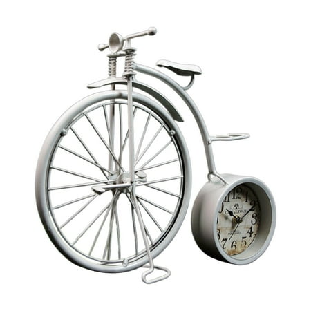 Apooke Iron Craft High Wheel Bicycles Clock Table Decors Gift Vintage Desktop Clock